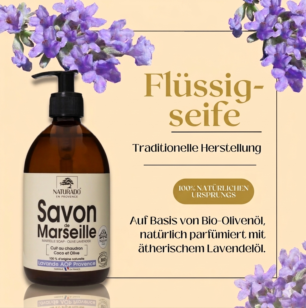 Ecocert Bio-Flüssigseife Marseille Lavendel AOP 500 ml