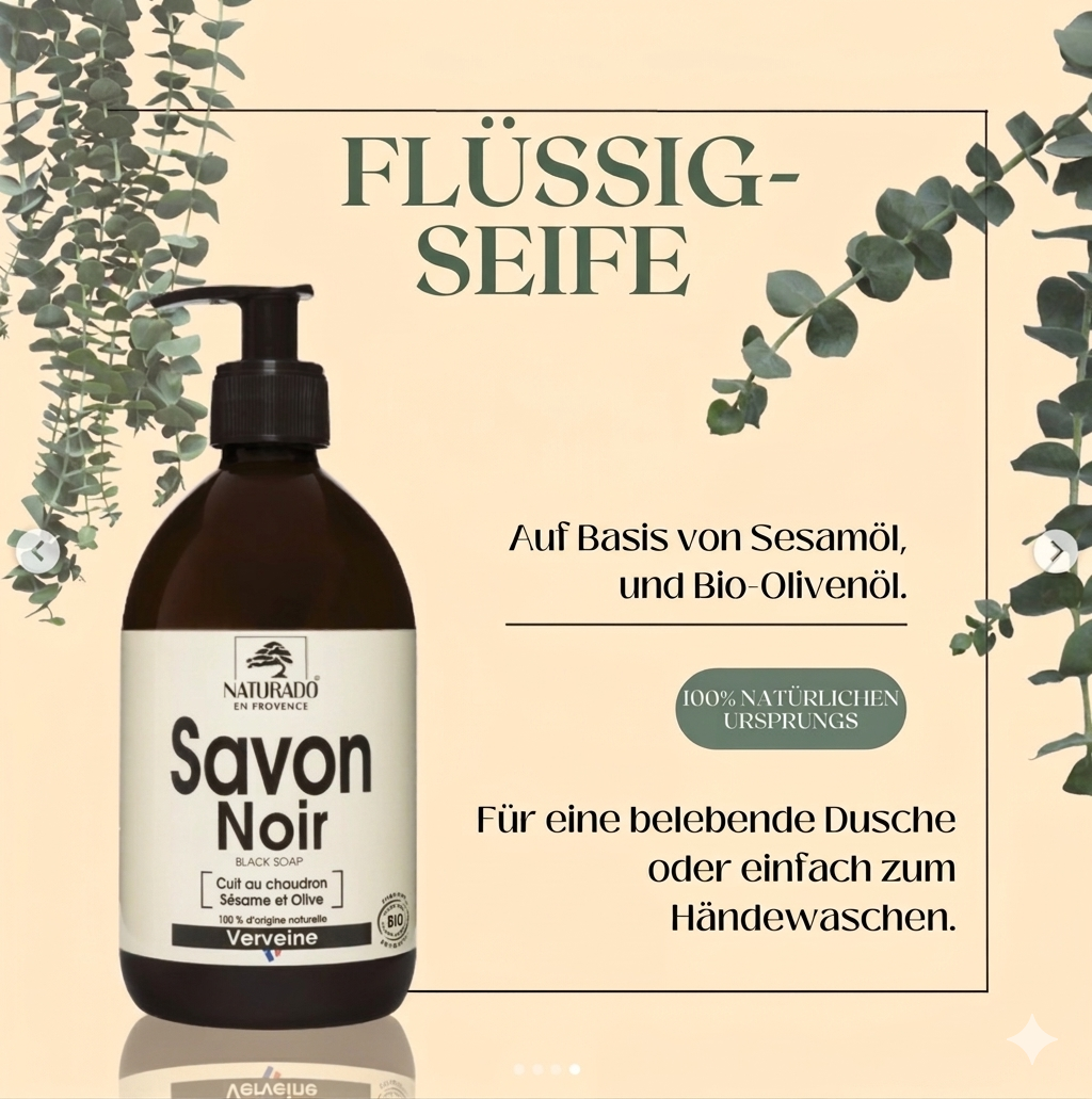 Ecocert Bio-Flüssigseife Schwarz Eukalyptus 500 ml
